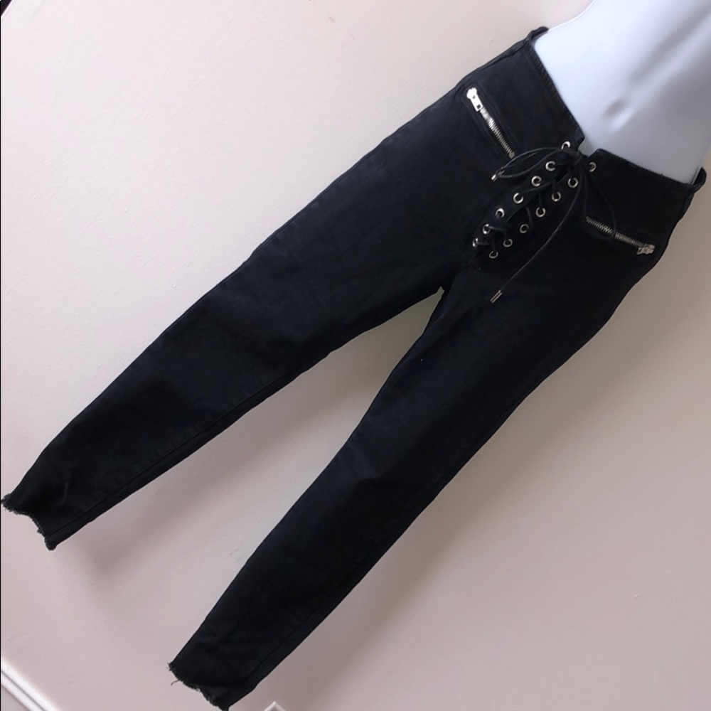 Forever 21 black tie up jeans